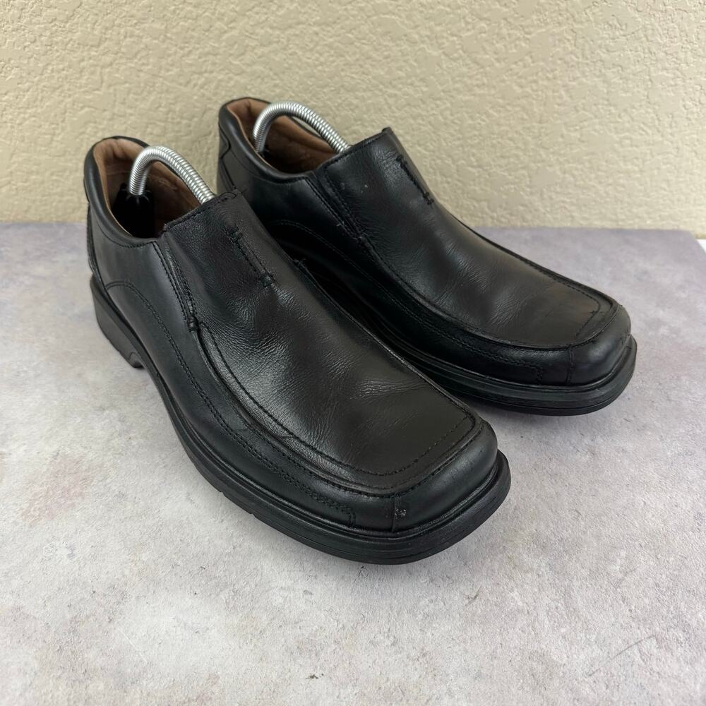 Clarks Code Slip-on Dress Shoes Mens 11M Black Leather Casual Comfort 78340